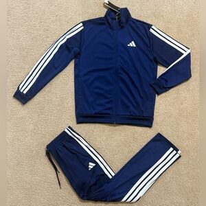 adidas Essentials Tricot 3-Stripes Tracksuit 2 Piece Set Blue Men’s Sz M, L, 2XL